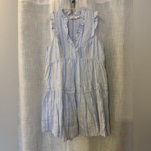 Vineyard Vines Blue Silver and White Striped Linen Dress